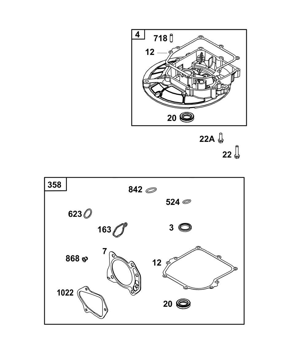 Crankcase Cover/Sump Group Diagram and Parts List for 103M02-0050-H5 100000 - 19Z999 Briggs and Stratton Engine